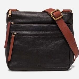 Fossil Corey Crossbody Leather Shoulder Strap Black Purse Bag